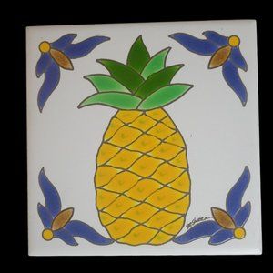 Besheer Art Tile Pineapple Design - Symbol of Welcome or Hospitality - 6"x6"
